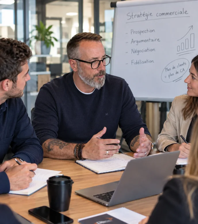 Atelier de formation avec une équipe commerciale